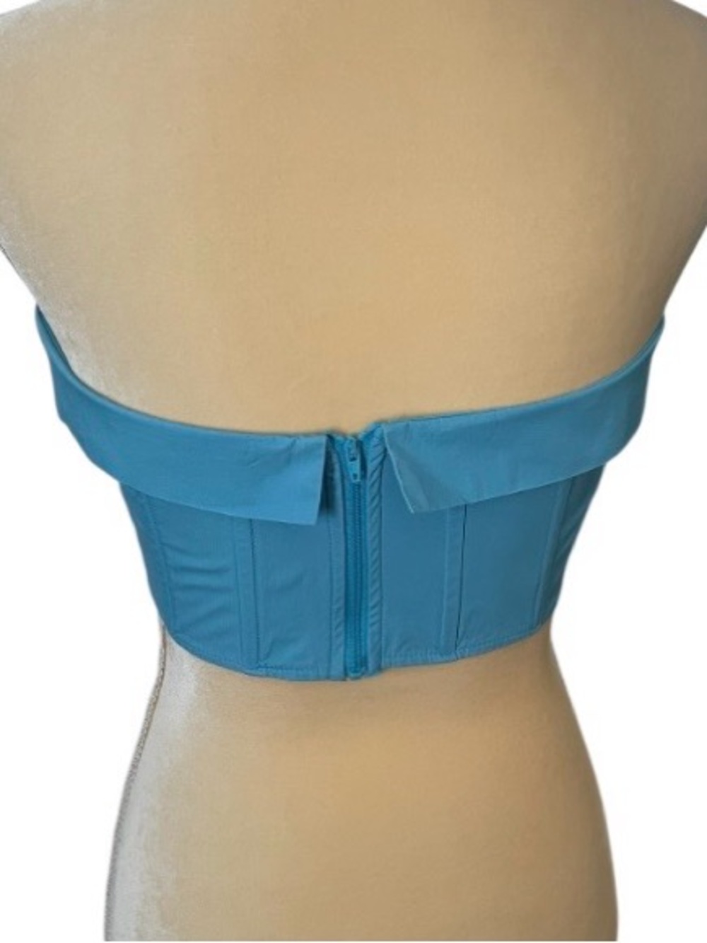 Kendall + Kylie Blue Corset Tube Top Size S Strapless Bustier - Picture 4 of 6